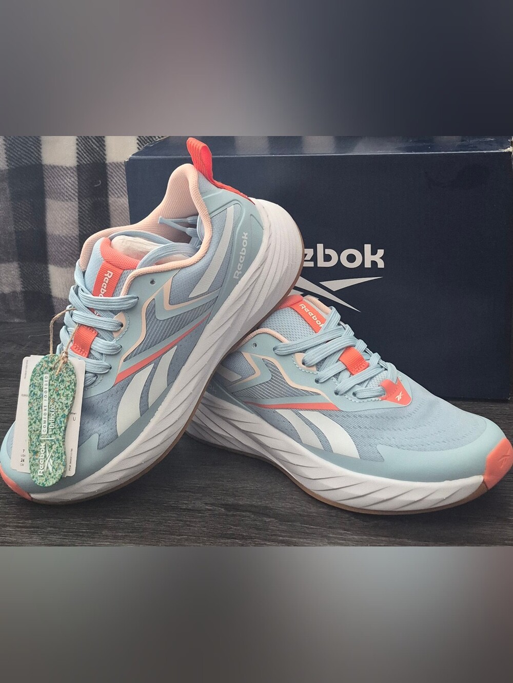 Reebok Women's Light Blue & Coral Running Sneakers
